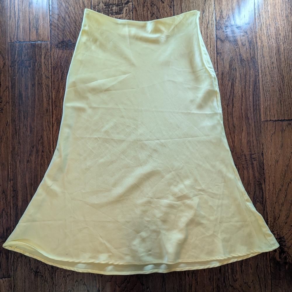 NA-KD Midi Yellow Satin Skirt